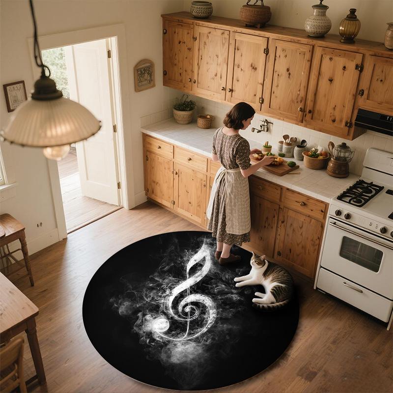 Musical Notes,Round Area Rug,Carpet Rug for Living Room Bedroom Sofa Playroom Decor,Non-slip Floor Mat