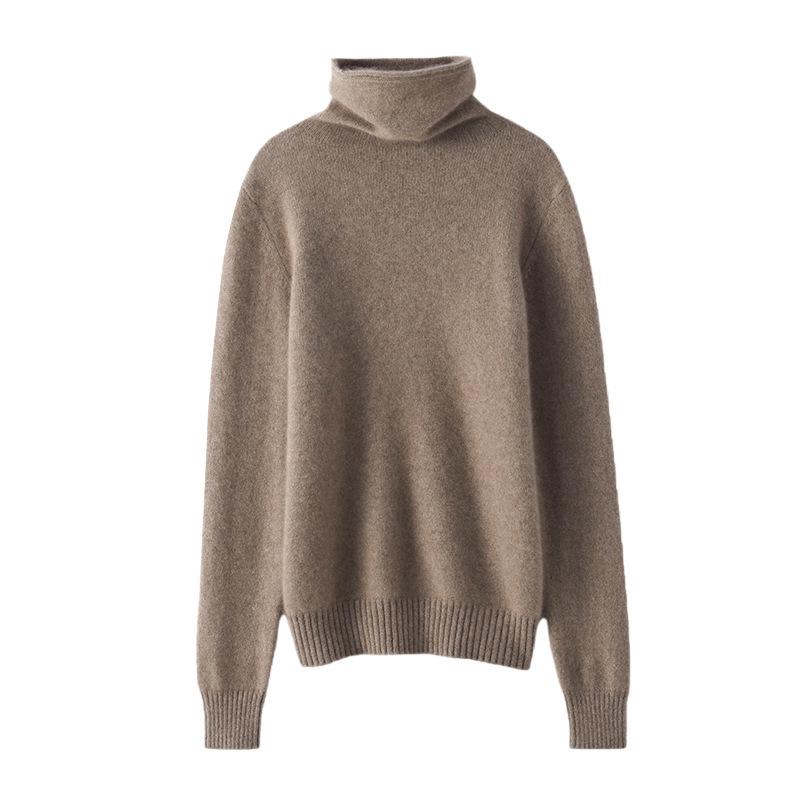 100% Cashmere Women's High Neck Slim Fit Sweater - Autumn/Winter Fashion Versatile Base Layer