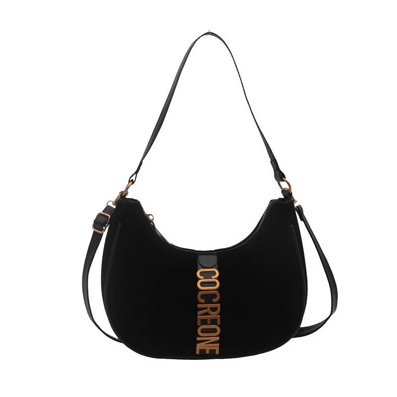 Шикарная дизайнерская сумка-полумесяц для женщин, стильная ретро-сумка через плечо и кроссбоди чёрный