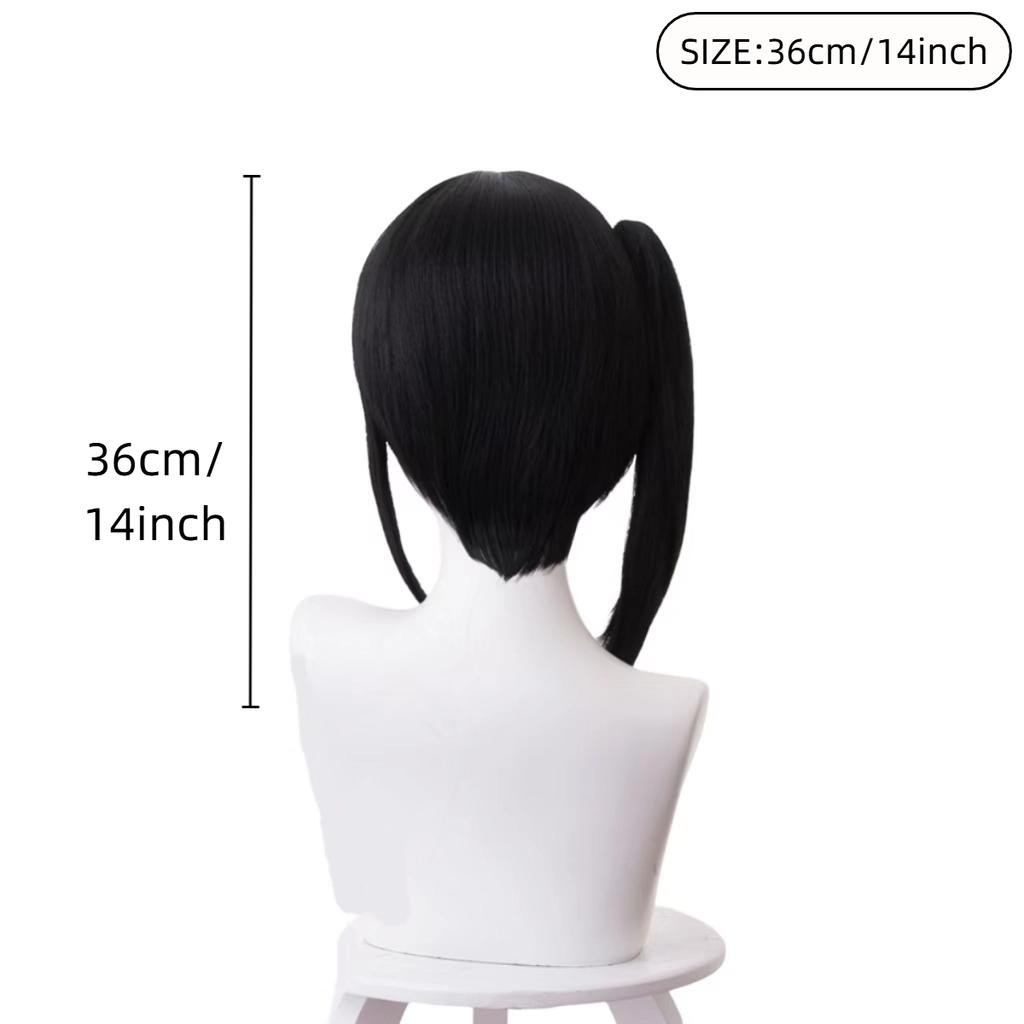 Black Unilateral High Ponytail Sideburns Bangs Chemical Fiber Synthetic Wig | Japanese Girlish Wig | Animation Reality Show Wig