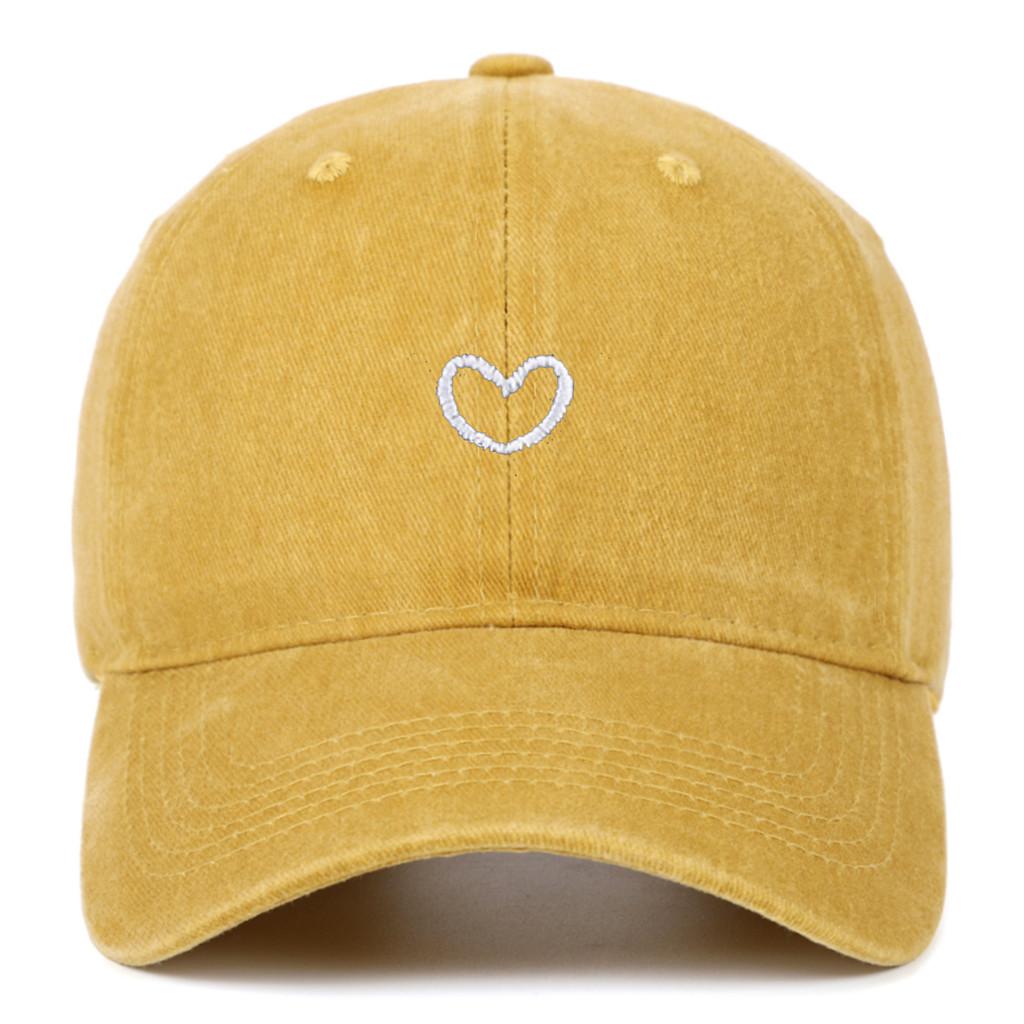 Embroidered Heart Cotton Baseball Cap With Curved Brim For Casual Outdoor Wear