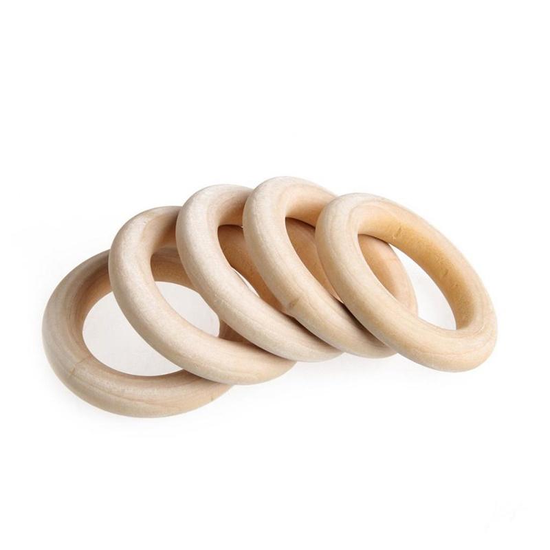 Elegant Baby Newborn Natural Round Wood Teething Rings Perfect For Diy Gifts