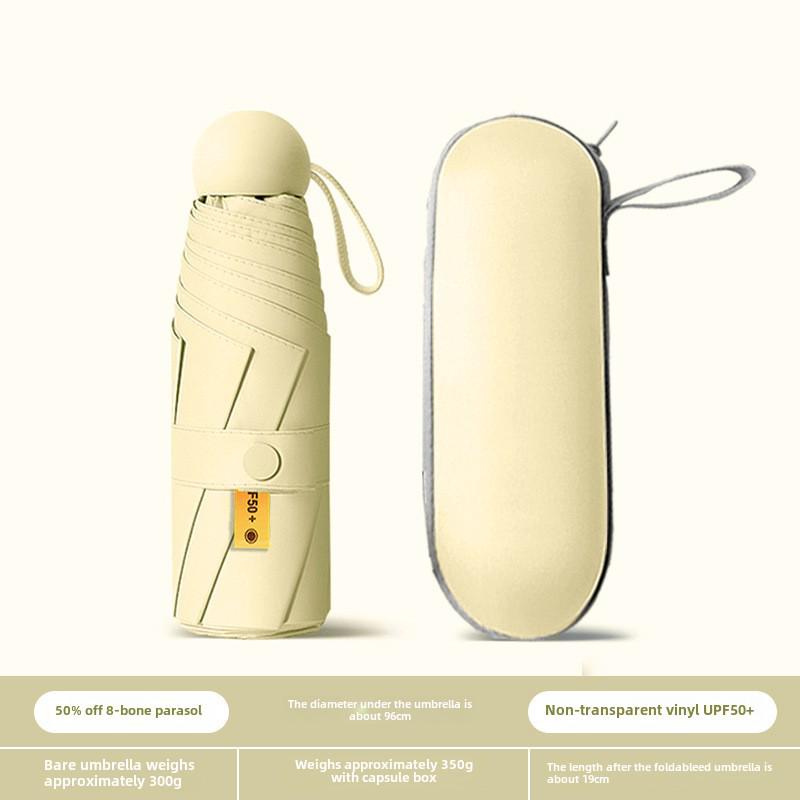 Compact Dual-Use Capsule Umbrella: Portable, Foldable, Lightweight, Sun & Rain Protection