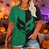 Women's Plus Size Casual Short Sleeve Neck T-Shirt with Halloween Print