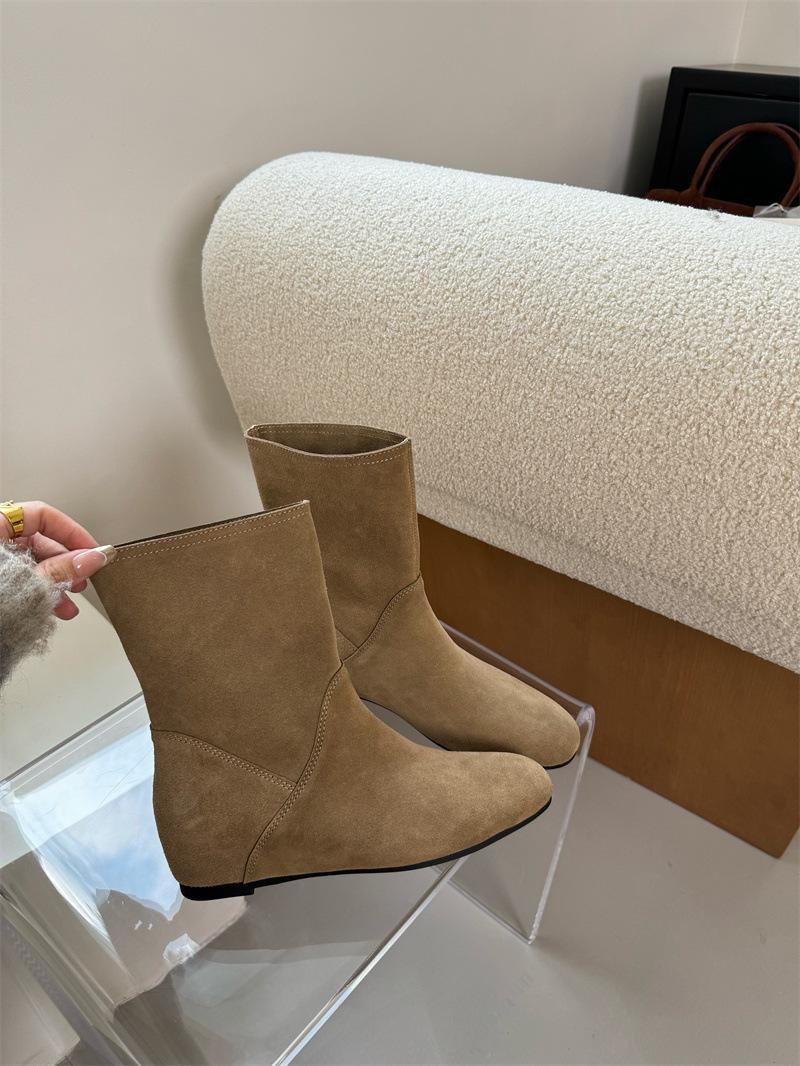 

Retro round head casual simple short boots women s 2025 autumn and winter new outer wear inner thin boots 40 хаки