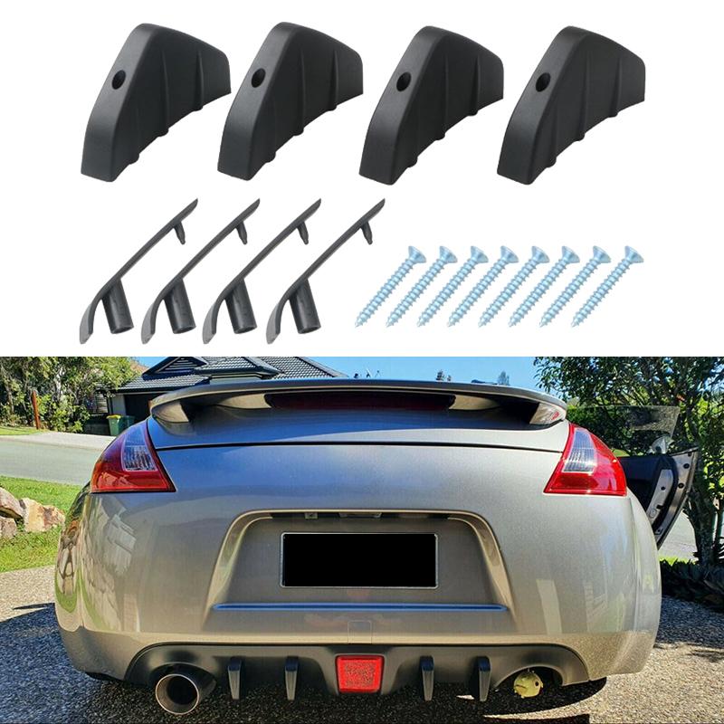 Universal 4 Pcs Car Black Rear Lower Bumper Lip Diffuser Trim Caps Cover for Honda Dodge Ford Toyota Exterior Accessories