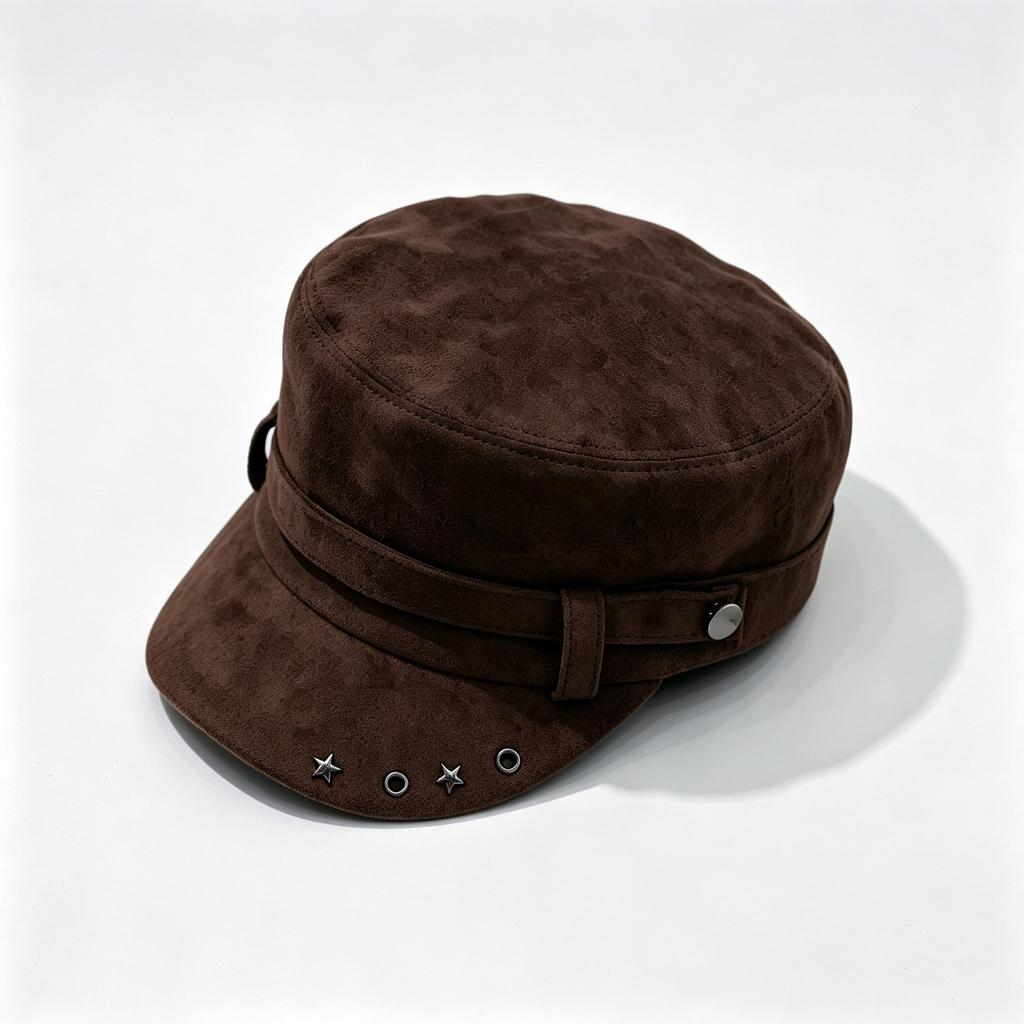 Autumn and winter hat women's fashion retro flat top hat versatile solid color simple equestrian hat showing face ducktongue newsboy hat
