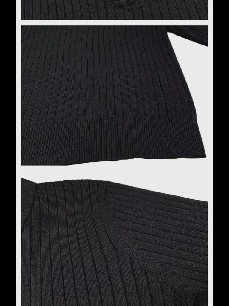Eleganter koreanischer schmal gestrickter Polopullover - Britischer Retro-Stil für Herren