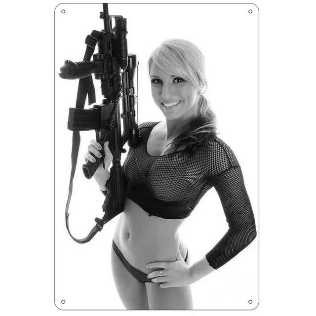 Vintage Pinup Girls Metal Tin Signs Retro Military Posters Iron Wall Art for Man Cave Home Cafe Garden Club Bar Decor Uniqu