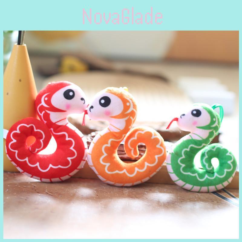 Adorable Plush Snake Keychain Cute And Creative Cartoon Animal Toy For Bags And Keys