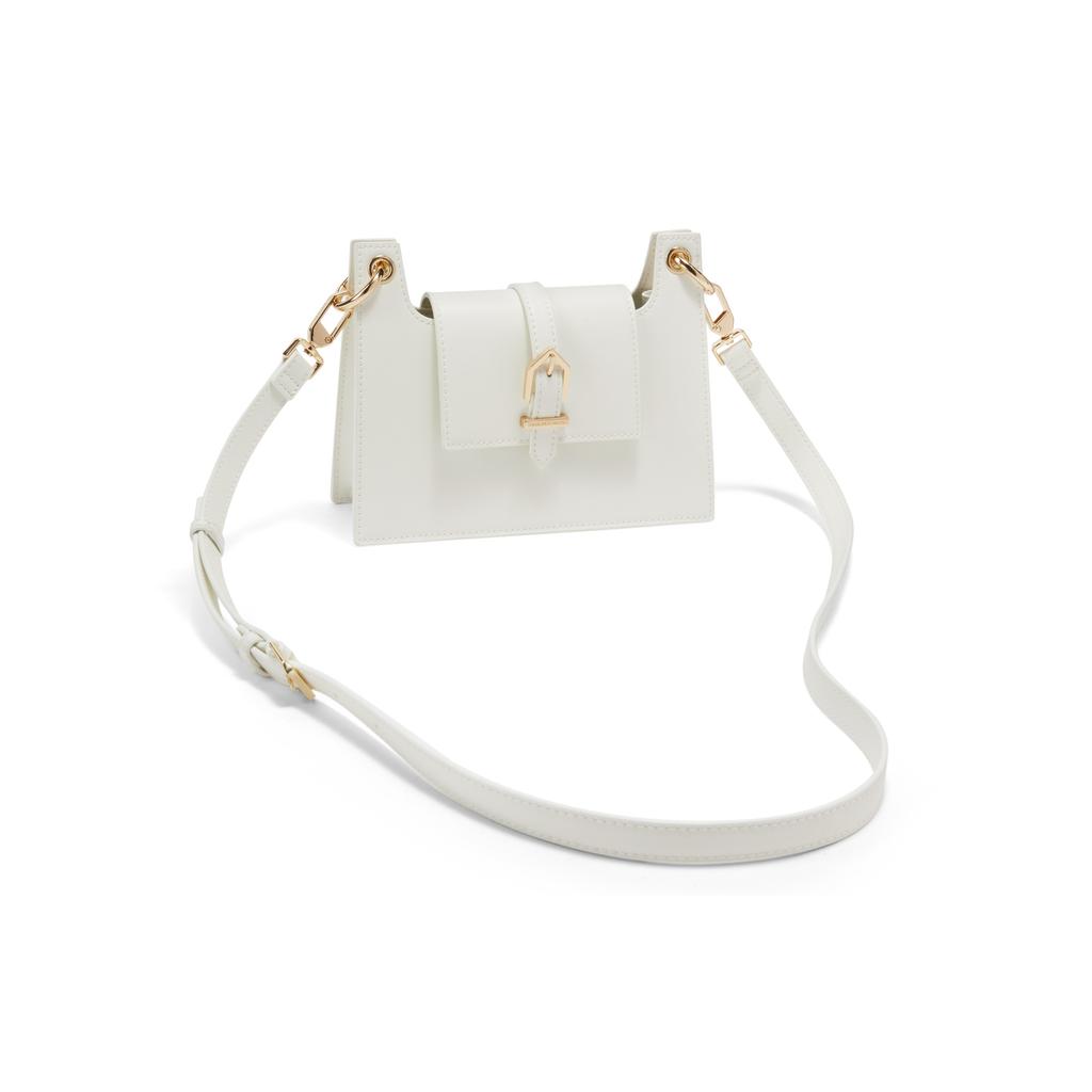 New CHARLES&KEITH PU Shoulder Bag, Portable Crossbody Bag Small Women's White/Brown CK2-20701342