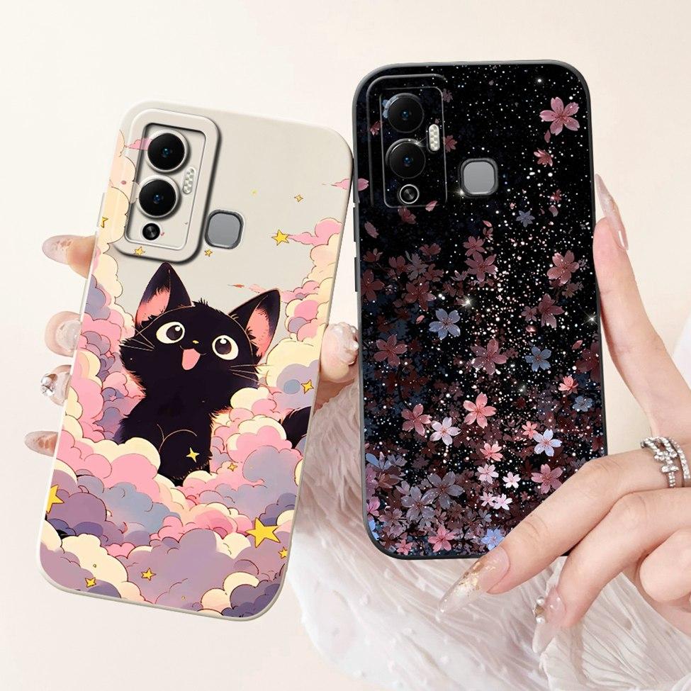 For Infinix Hot 12 Play Case Silicone Cute Fashion Butterfly Love Painted For Cover Inifnix Hot 12 Play Phone Case X6816 X6816C