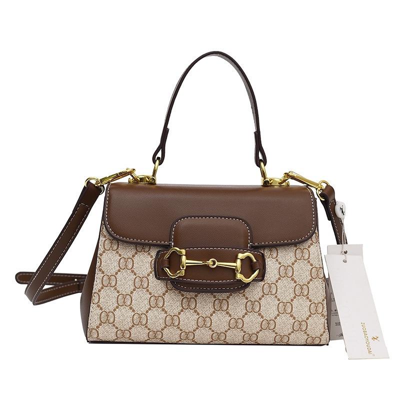 

Saddle bag, horse buckle, handbag, new high-end live broadcast, foreign style contrasting colors, one shoulder messenger women s bag хаки