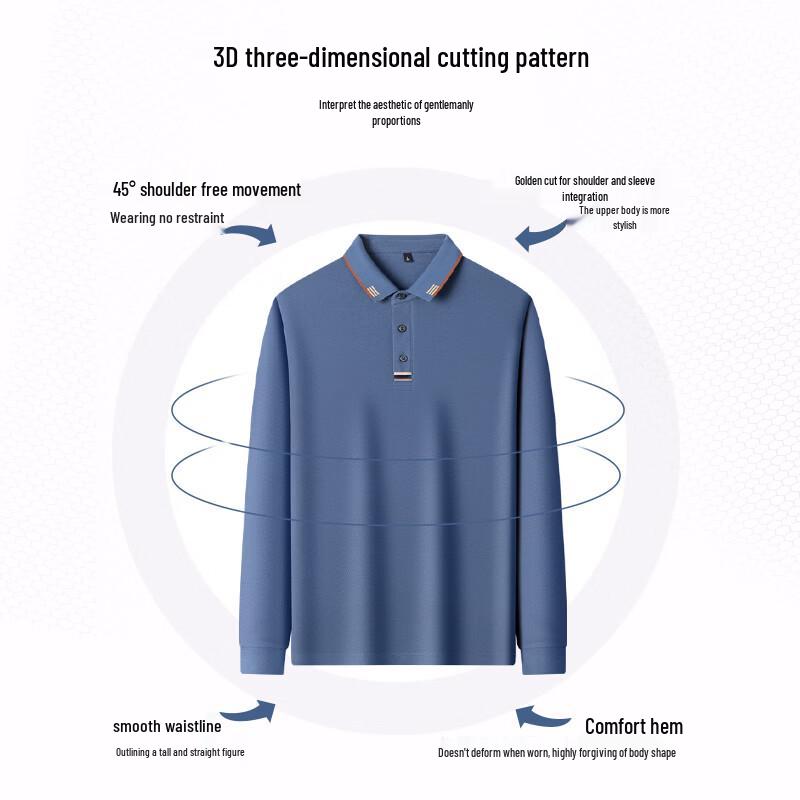 SHANSHAN Men's Business Casual Long-Sleeve Polo T-shirt