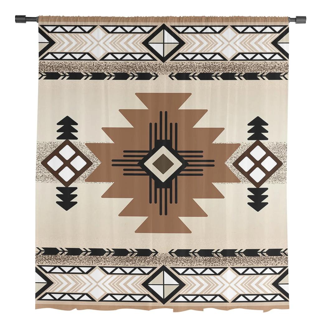 Indyjska Geometryczna Grafika Przezroczyste Zasłony Do Salonu Sypialni Tiulowa Zasłona Do Kuchni Woalowa Zasłona Żaluzje Panele