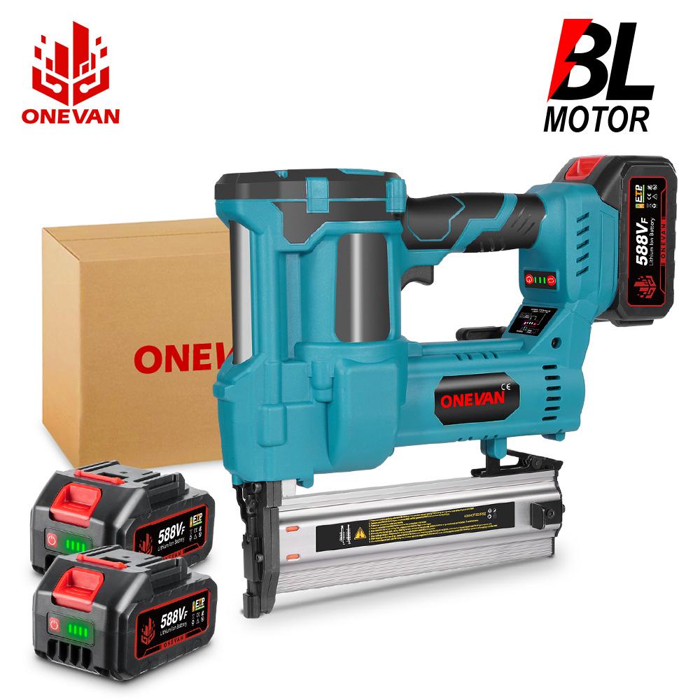 ONEVAN Bürstenloser elektrischer 2-in-1-Nagler/Hefter F15-50 K410-438 Akku-Nagelpistole mit 4 Nagelmodi für 21-V-18-V-Akku