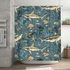 Modern Blue Sea Life Bath Shower Curtain Decorative Sharks Marine Life Print for Bathroom Water Resistant Fabric Various