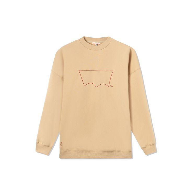 Levis Red™ Pioneer Series Round Neck Pullover Embroidered Sweatshirt Women Sweatshirt Khaki A2674-0000