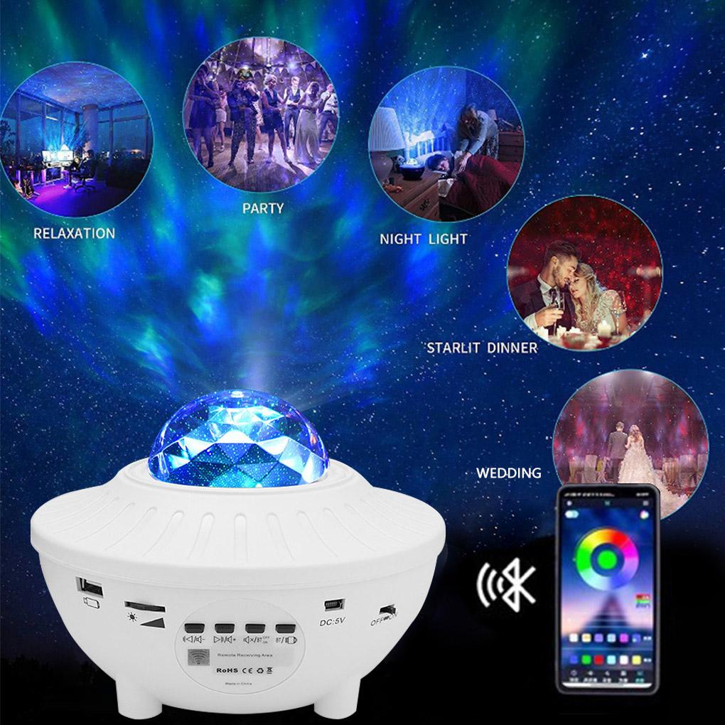 Projector Light RGB Starry Projector Lamp Remote Control Music Projecting Light 2x3W