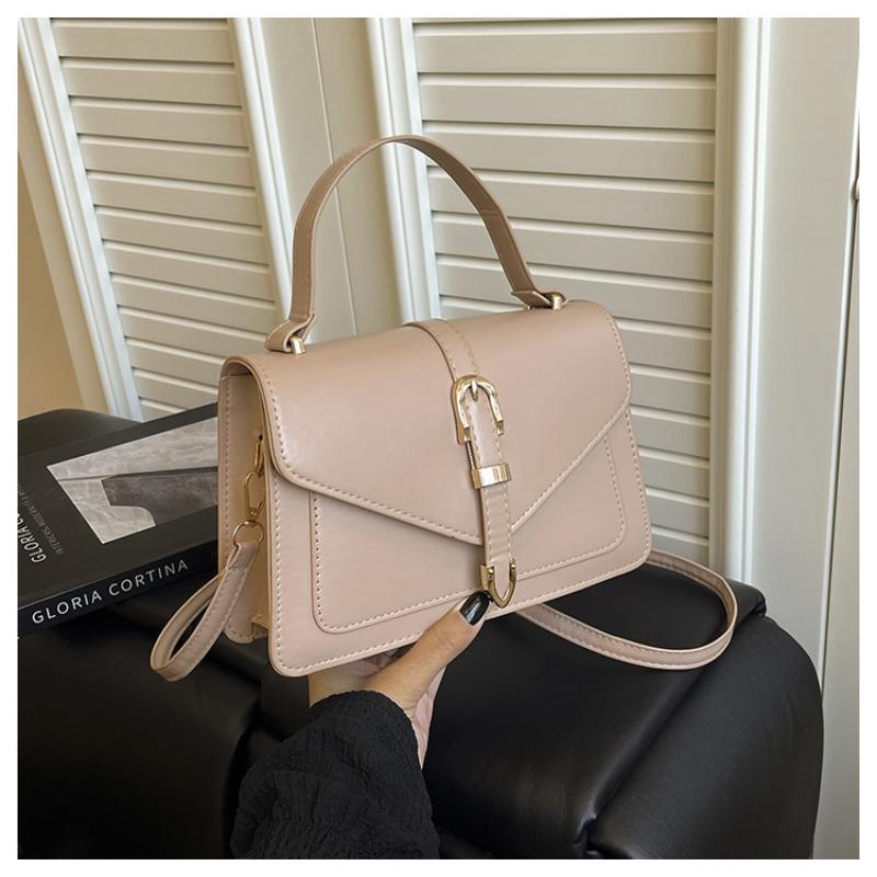 Women's Crossbody Bag Solid Color PU Leather Top Handle Flap Fashi Handbag Simple Design Stylish Messenger Shoulder Bag