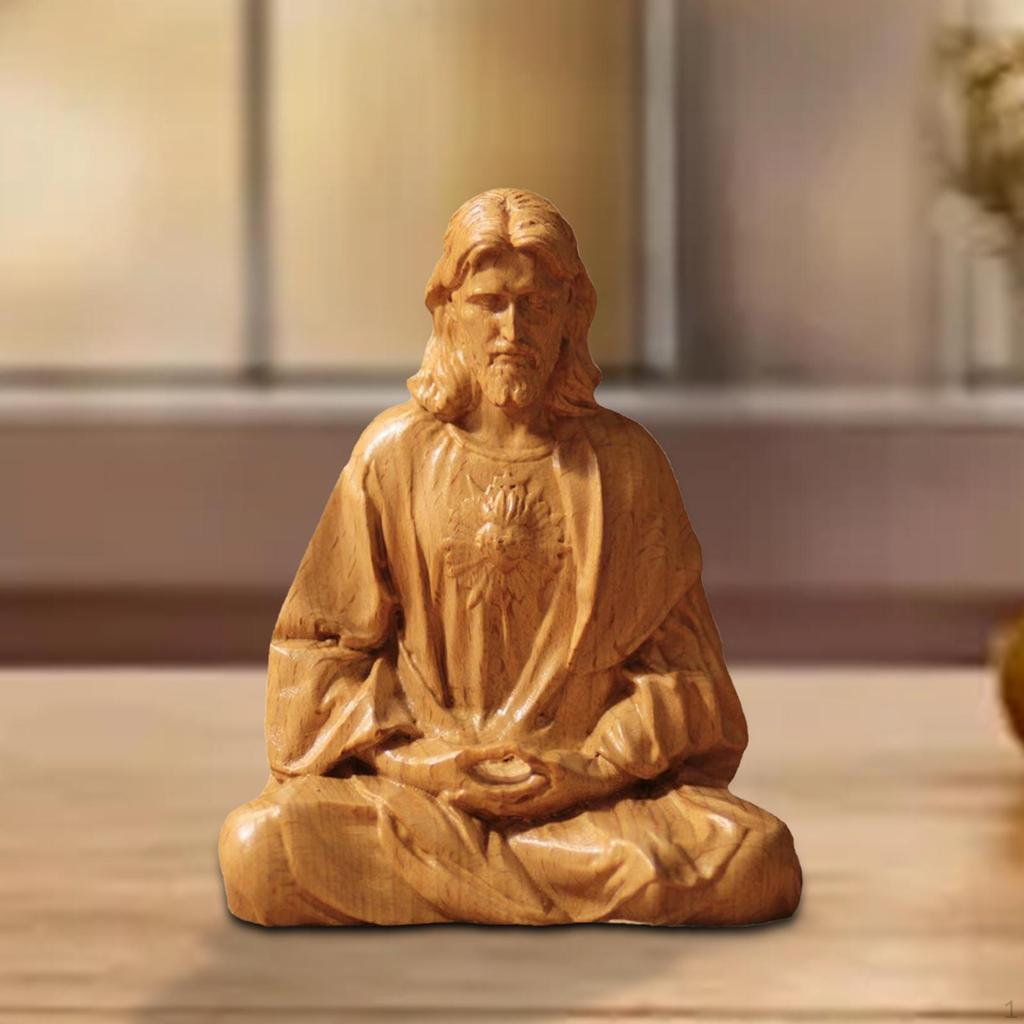 Katolsk Figur Heliga Hjärtat av Jesus Staty Samlarobjekt Kristusfigur för Kontor