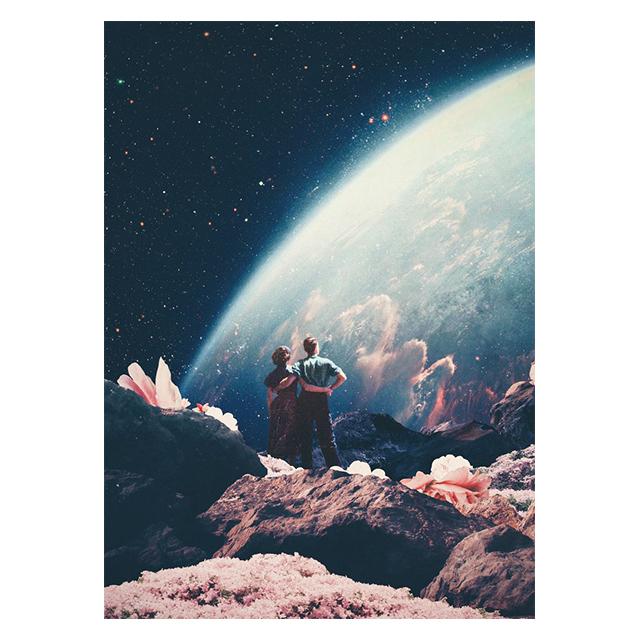 Science Fiction Space Collage Romantic City Prints Poster Canvas Painting Modern Wall Art Picture Living Room Bedroom Home Decor