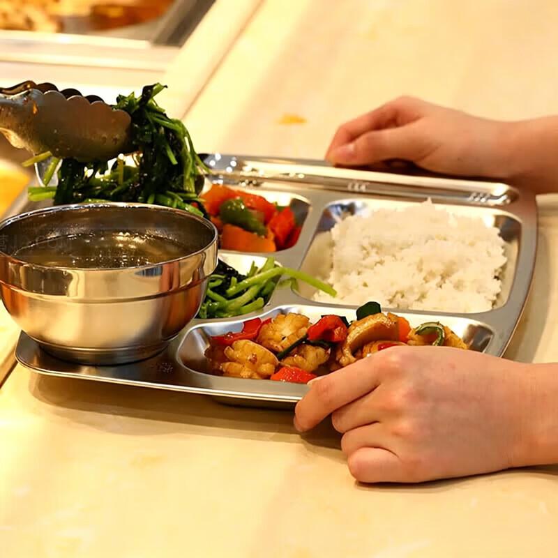 Zhuoliang Thickened 304 Stainless Steel Rectangular Multi-Compartment Meal Tray