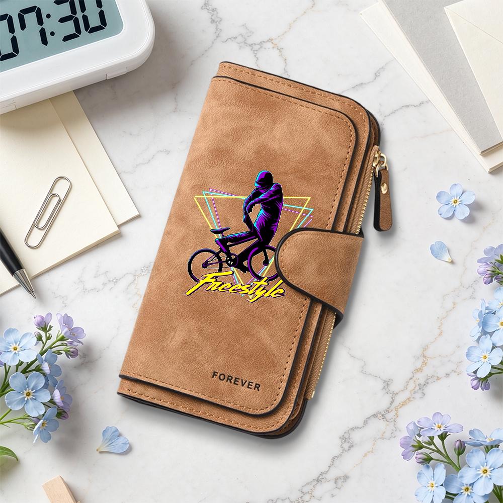 Freestyle BMX Pattern Women Wallet Fashion Long Multi Card Slots Purse