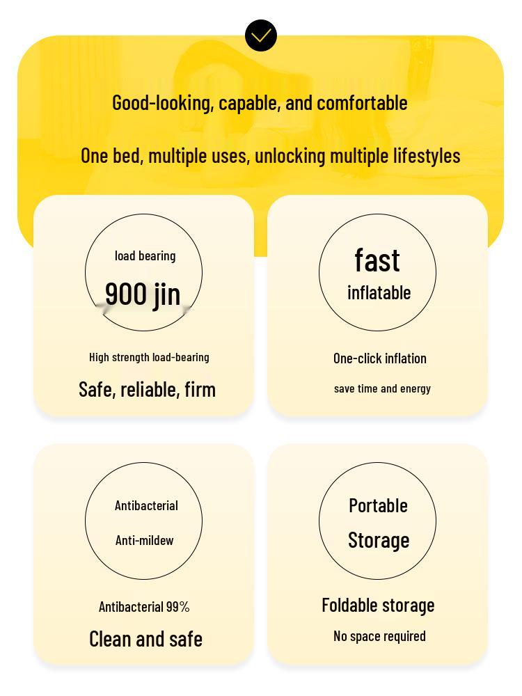 Thickened Moisture-Proof Inflatable Camping Mattress with Smart Auto-Inflation