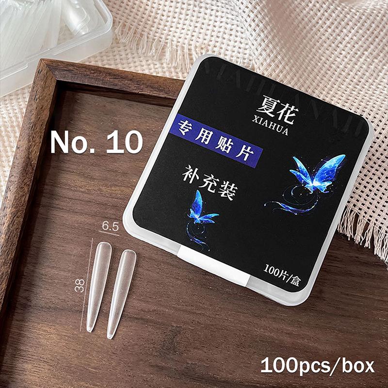100PCS Full Cover Frosted False Long Stiletto Nail Tips Sculpted Clear Press On Artificial Fake Nails Manicure Salon Supply