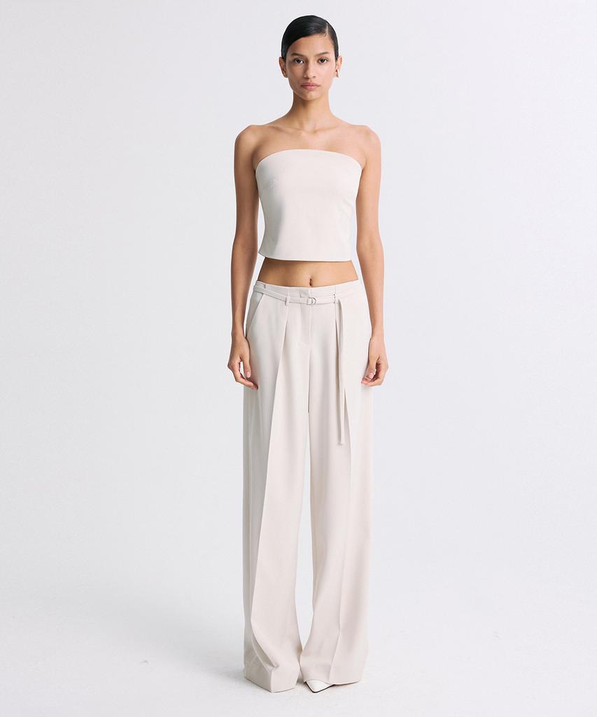 RE RHEE Straight Leg Belted Trouser Cream