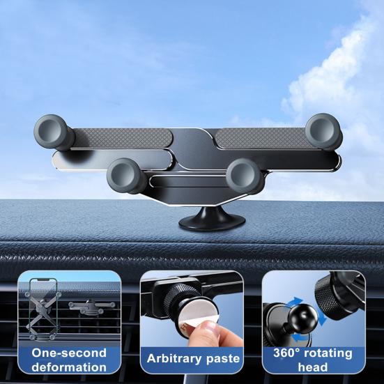 Alloy Mini Car Auto-Lock Bracket Secure Foldable Sleek Design Sturdy Long Lifespan Phone Holder