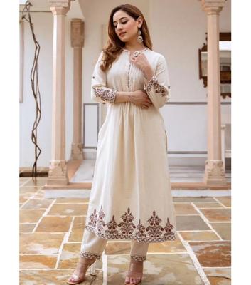 Indisches Designer Baumwoll Kurta Hosen Set Damen Bollywood Oberteil Tunika Kurti Salwar Anzug Kleid
