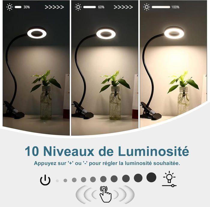 Lampe de Bureau - NOBRAND - Flexible 360° - 3 Modes d'Éclairage - 10 Niveaux de Luminosité - Noir