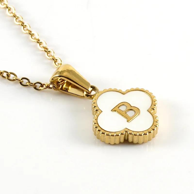 Gifts for Party Guests Stainless Steel Pendant with Initial Letter Lucky Shell Gold Color Necklace for Women Jewelry Gift