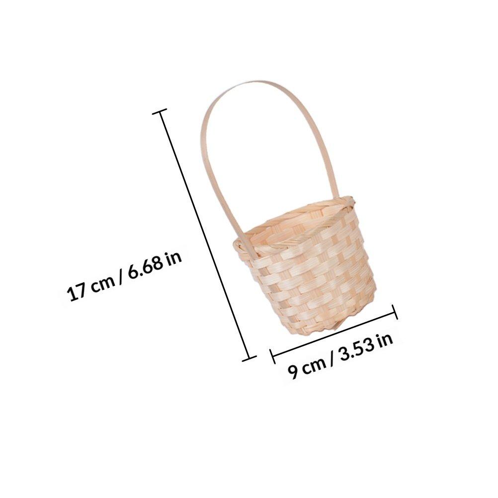 5Pcs Bamboo Weaving Basket Portable Storage Tote Fruit Holder Flower Container Household Organizer Picnic Decoration