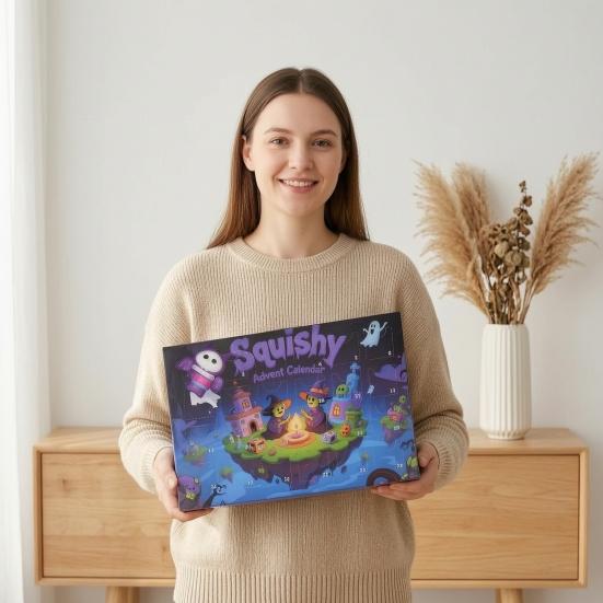 Halloween Advent Calendar 2026 Halloween Squeeze Toys 24-Day Countdown Box for Kids Trick
