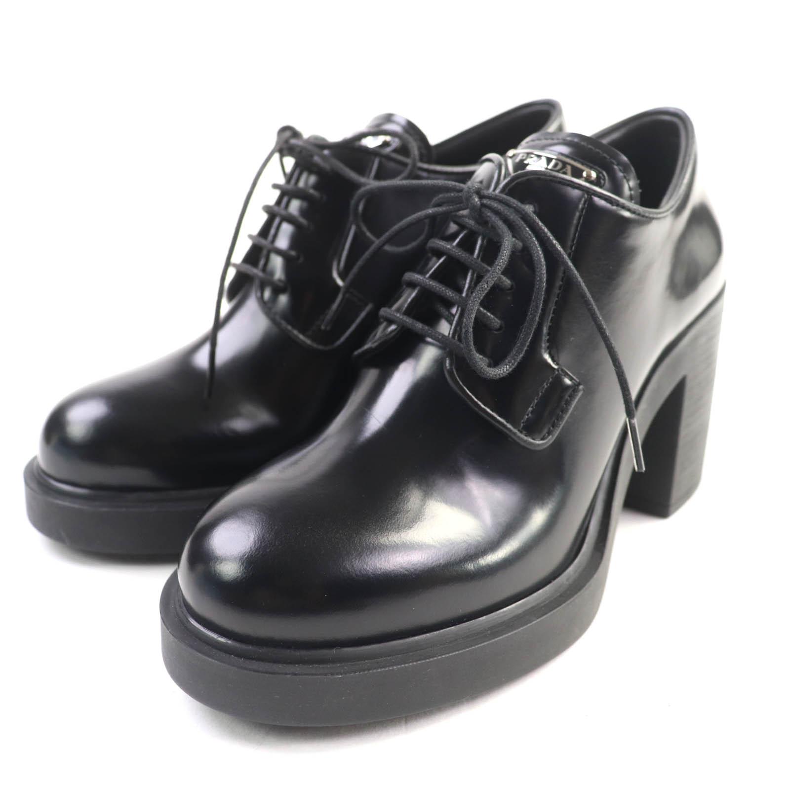 

PRADA loafers triangle logo chunky heel black leather Women 36 1E976M Used