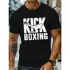 European Sizes Casual Short-Sleeve T-Shirt for Plus-Size Men Featuring a Kickboxing Graphic, Perfect for Summer Wear And Daily Activities