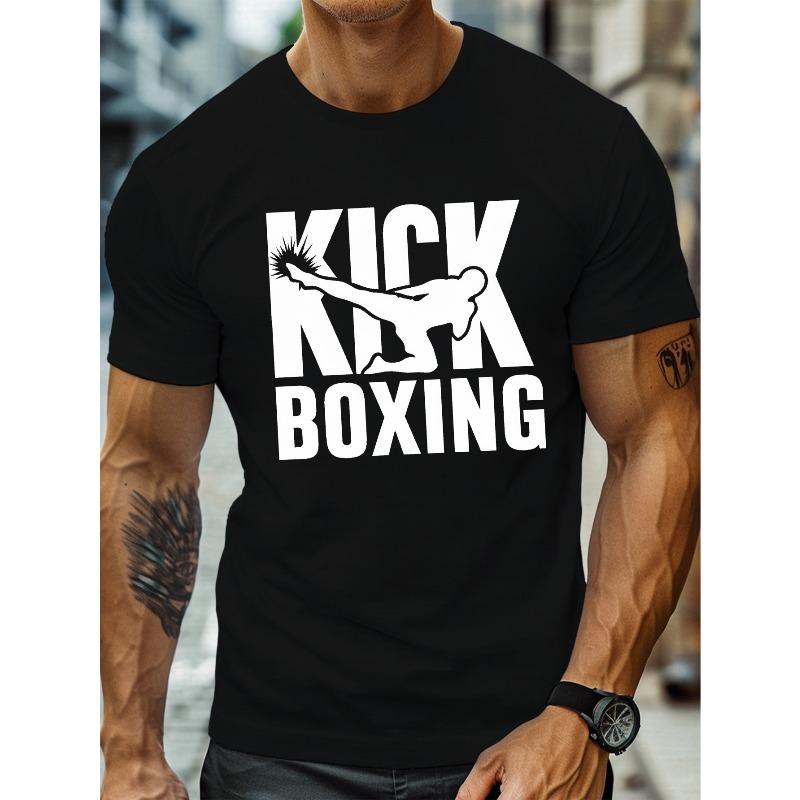 European sizes Casual Short-Sleeve T-Shirt for Plus-Size Men Featuring a Kickboxing Graphic, Perfect for Summer Wear And Daily Activities