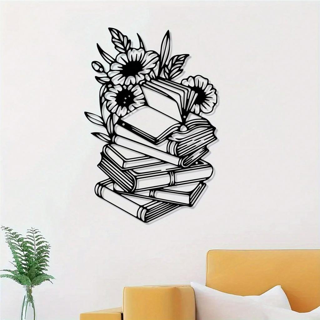 Vintage Metal Book Sculpture Wall Art for Living Room