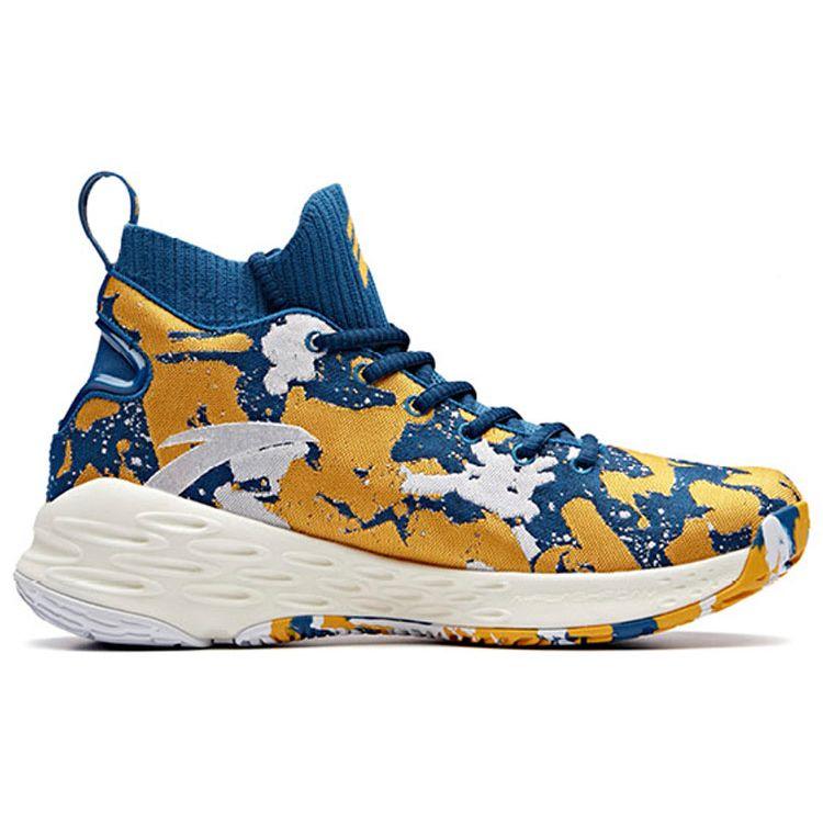 Anta KT4 Thompson Warriors Home Slip Resistant Lightweight High Top Basketball Shoes Men Basketball Shoes Blue Yellow 11911101-15