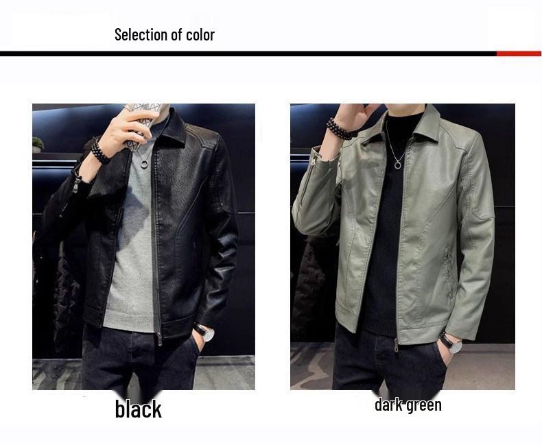 Woodpecker Men's Genuine Leather Motorcycle Jacket - Casual Spring/Autumn Outerwear