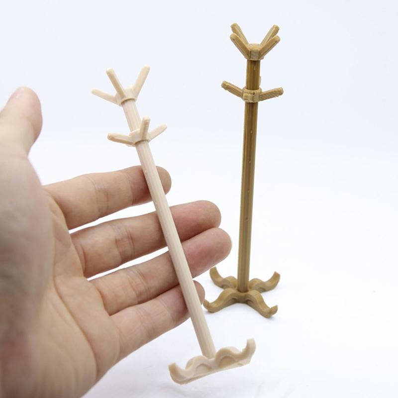 Doll House Furniture Coat Hanger Organizer Stand Plastic Clothes Rack For Realistic Miniature Scene Arrangement Supply