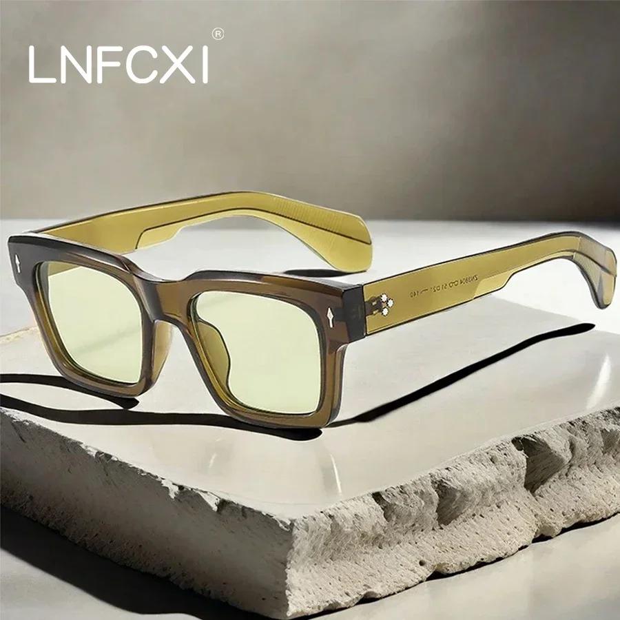  Fashion Square Men Sunglasses Retro Shades UV400 Rivets Women Punk Olive Green Trending Sun Glasses