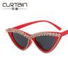 Diamond triangular cat's eye sunglasses New trendy fashion sunglasses Versatile personality exaggerated tide