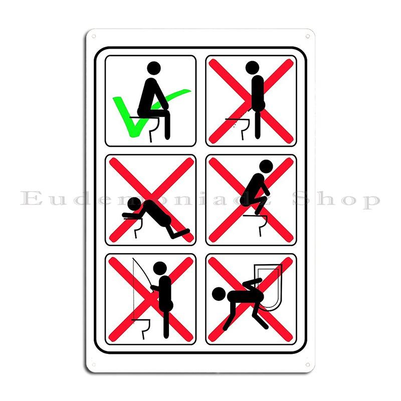 

Забавные инструкции для туалета Металлические таблички Клуб Железное украшение Ржавая жестяная табличка Постер 20X30CM