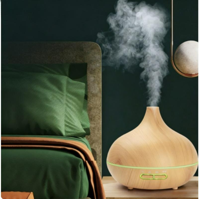 Aromatizador De Ambiente 2026 New Energy-Saving Ambience Wood Grain Diffuser Essential Oil Mist Humidifier with Night Light