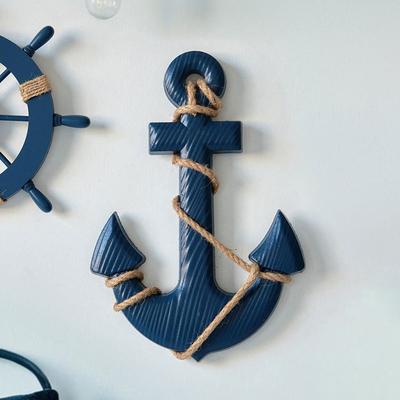 Ancoră de Navă din Lemn Stil Mediteranean Piese Decorative Suspendate - Decor perete cameră tematică Ocean Accesorii perete foto