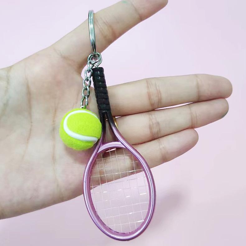 Creative Fashionable Tennis Racket Keychain: New Year Horse Souvenir & Bag Charm Pendant